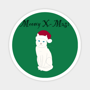 Meowy X-mas santa hat - white Magnet